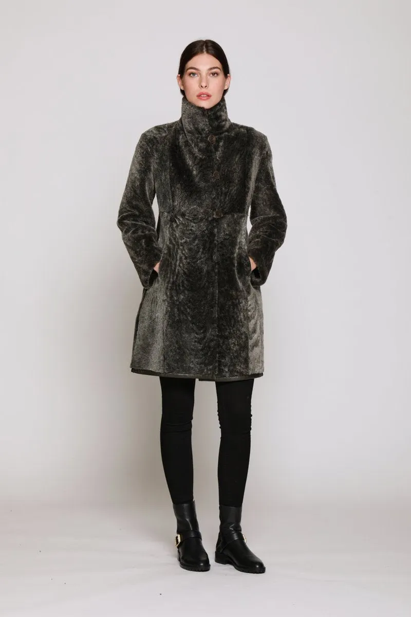 #1205 Fitted Reversible Coat with Stand Collar and Tailored Front limitd sizes  $500  sorry no additional discounts