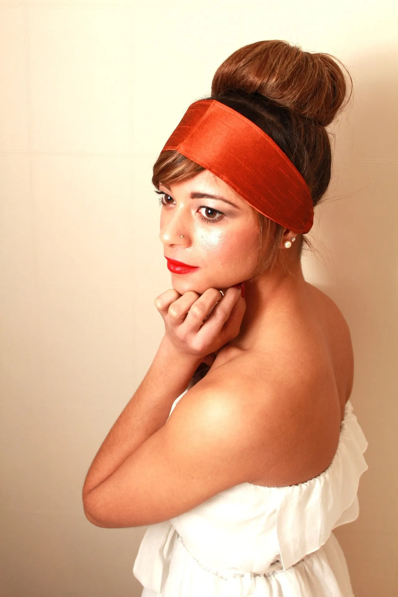1213. Silk Burnt Orange Headband (Soft)