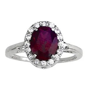 14K Ruby Center Diamond Ring