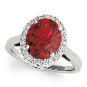 14K Ruby Center Diamond Ring