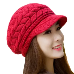8 Color Fall Beanies Knitted Hat Rabbit Fur Cap Snapback Cap Lady Female Brim stripe Skullies Women Hats
