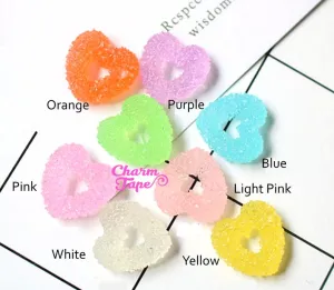 8pcs Miniature Gummy Heart Jelly Hearts Faux Candy Flat back Cabochons M024