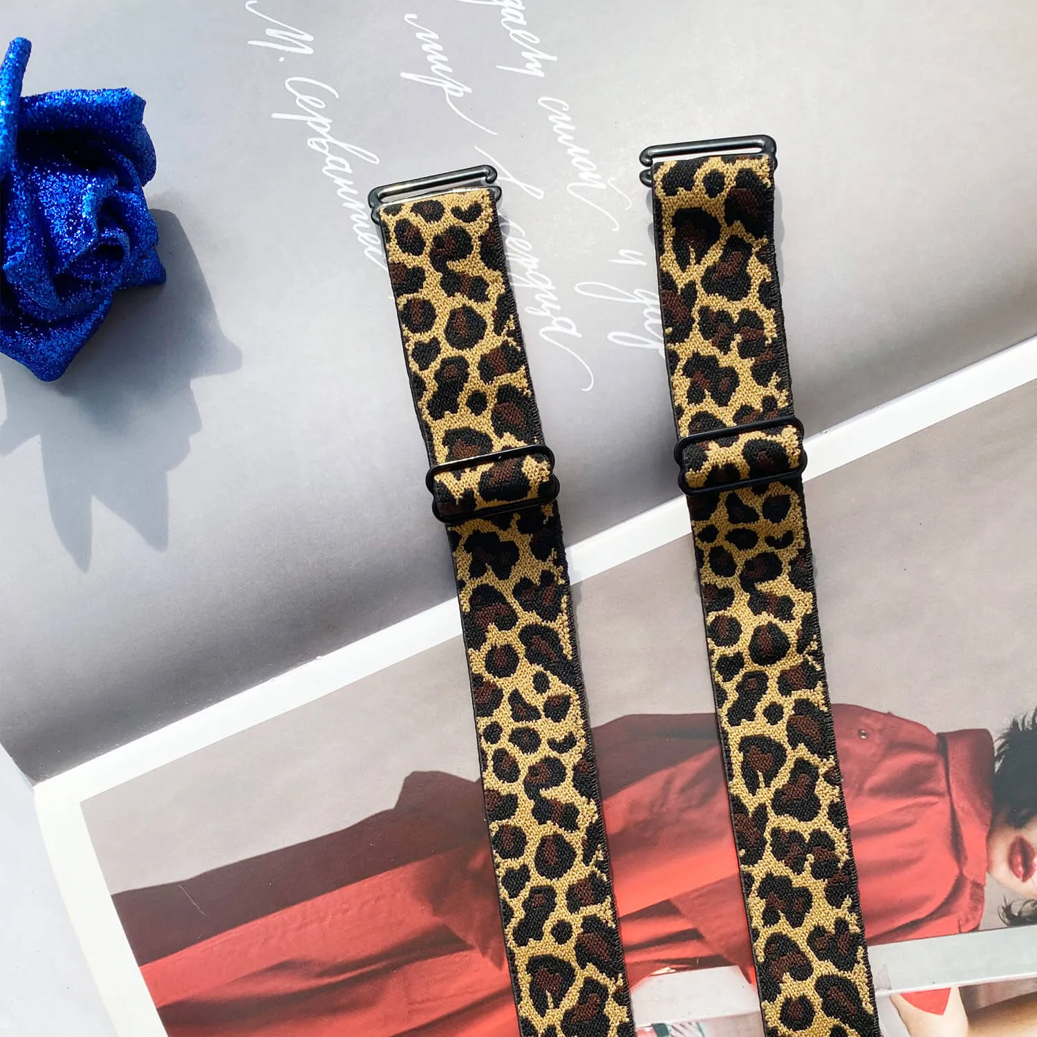 Adjustable Wide Leopard Bra Strap 2.5cm Width Bra Strap Bracelet