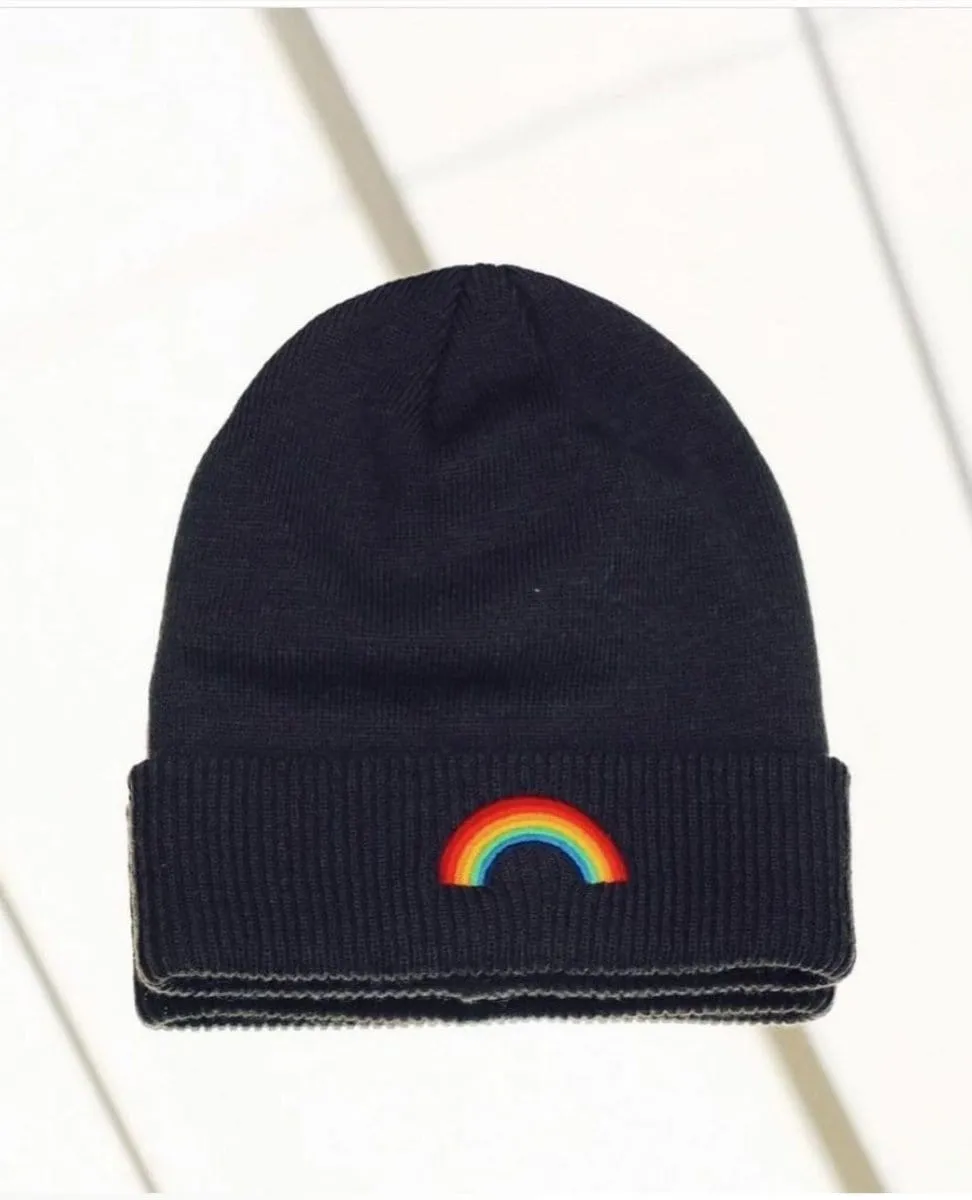 AN Rainbow Beanie Black