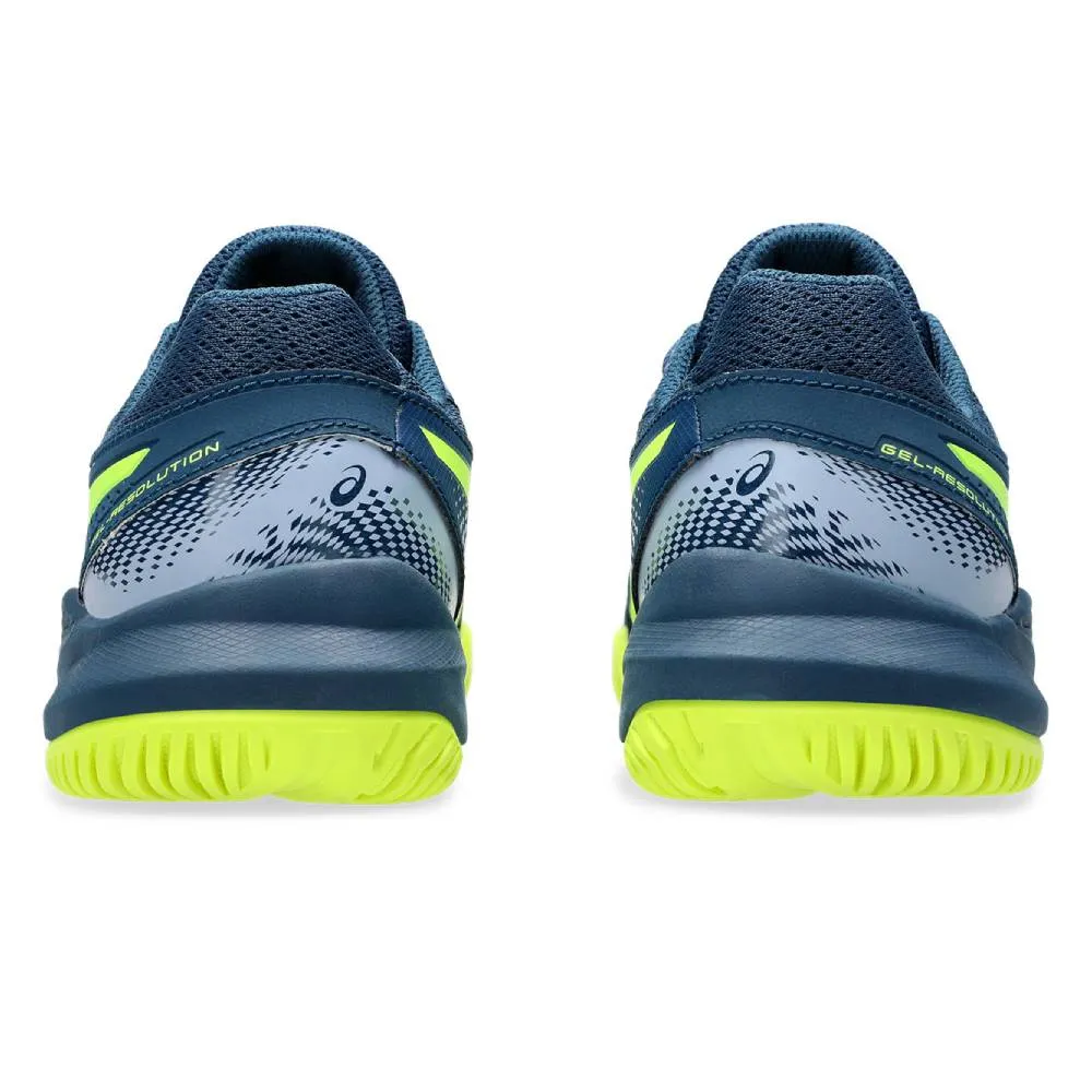 Asics Gel Resolution 9 GS Junior Tennis Shoe (Mako Blue/Safety Yellow)