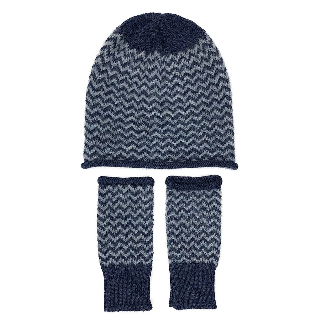 Azul Chevron Knit Alpaca Beanie