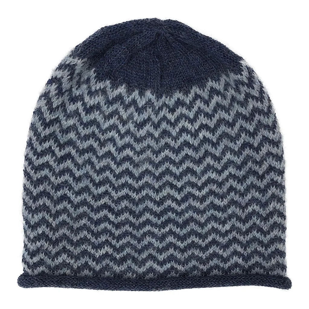 Azul Chevron Knit Alpaca Beanie