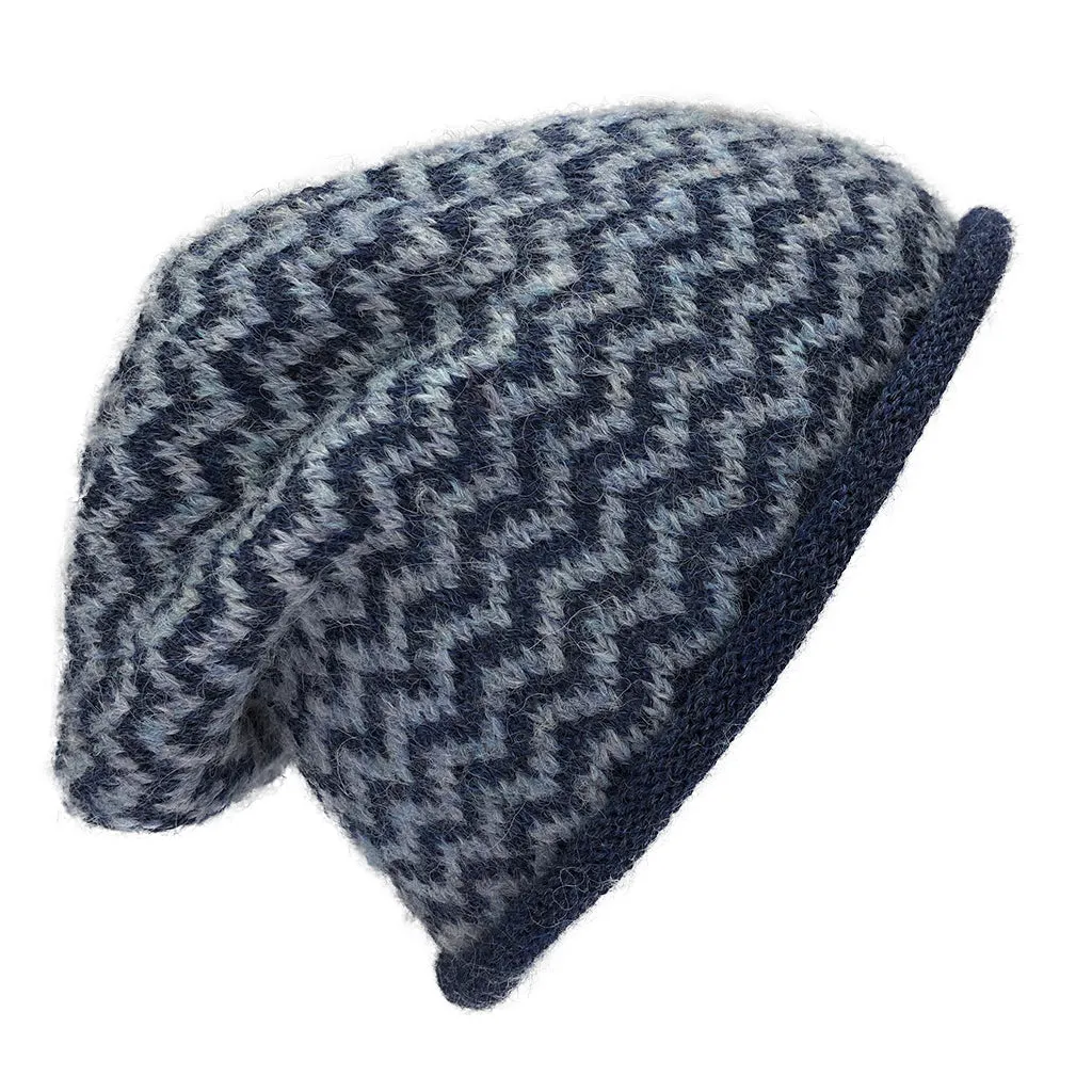Azul Chevron Knit Alpaca Beanie