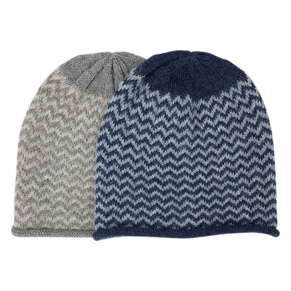 Azul Chevron Knit Alpaca Beanie