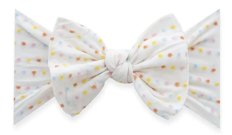 Baby Bling Ivory Rainbow Dot LE Shabby Patterned Knot Headband