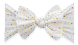 Baby Bling Ivory Rainbow Dot LE Shabby Patterned Knot Headband