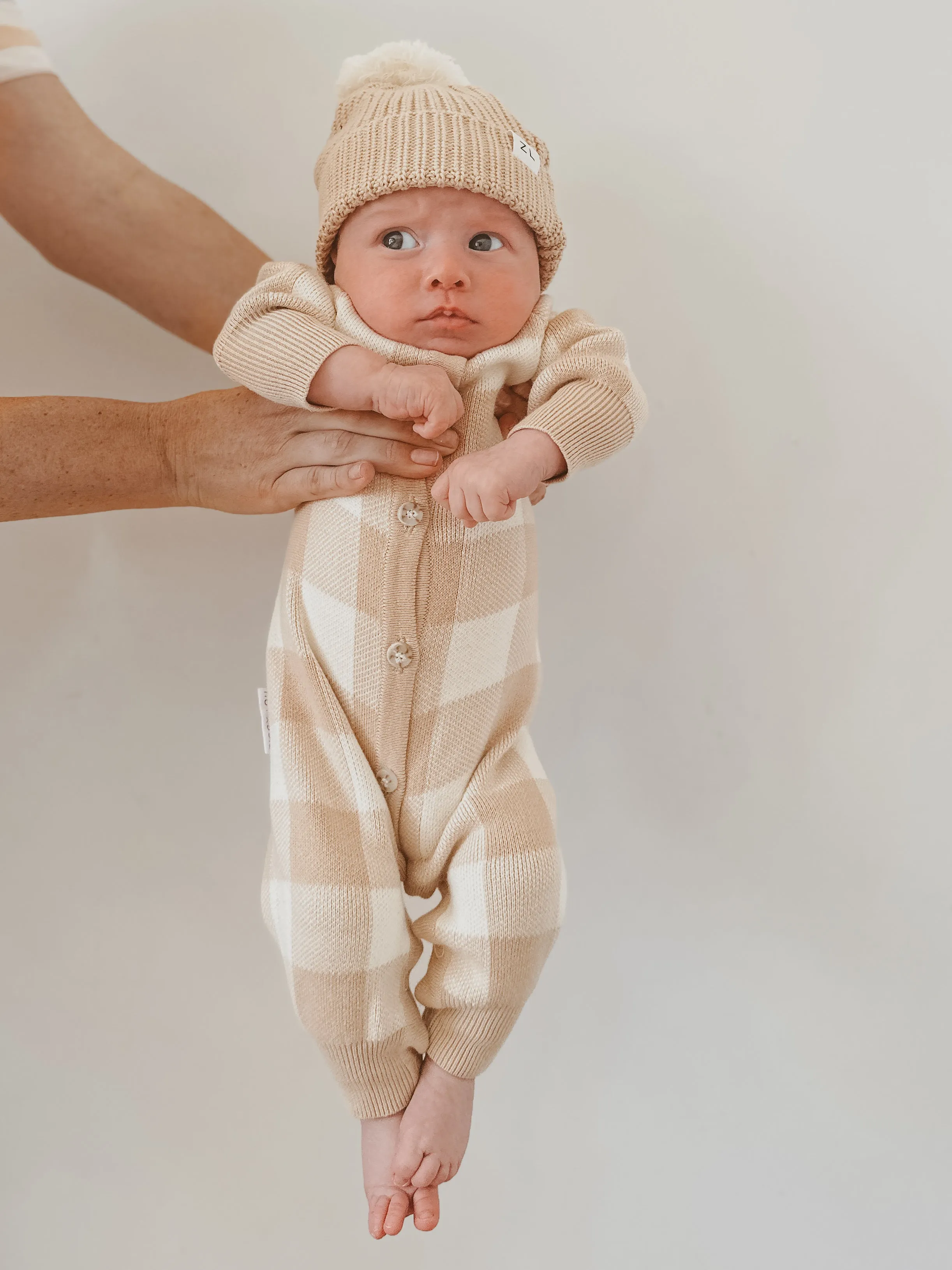 BEANIE | CARAMEL (GINGHAM)