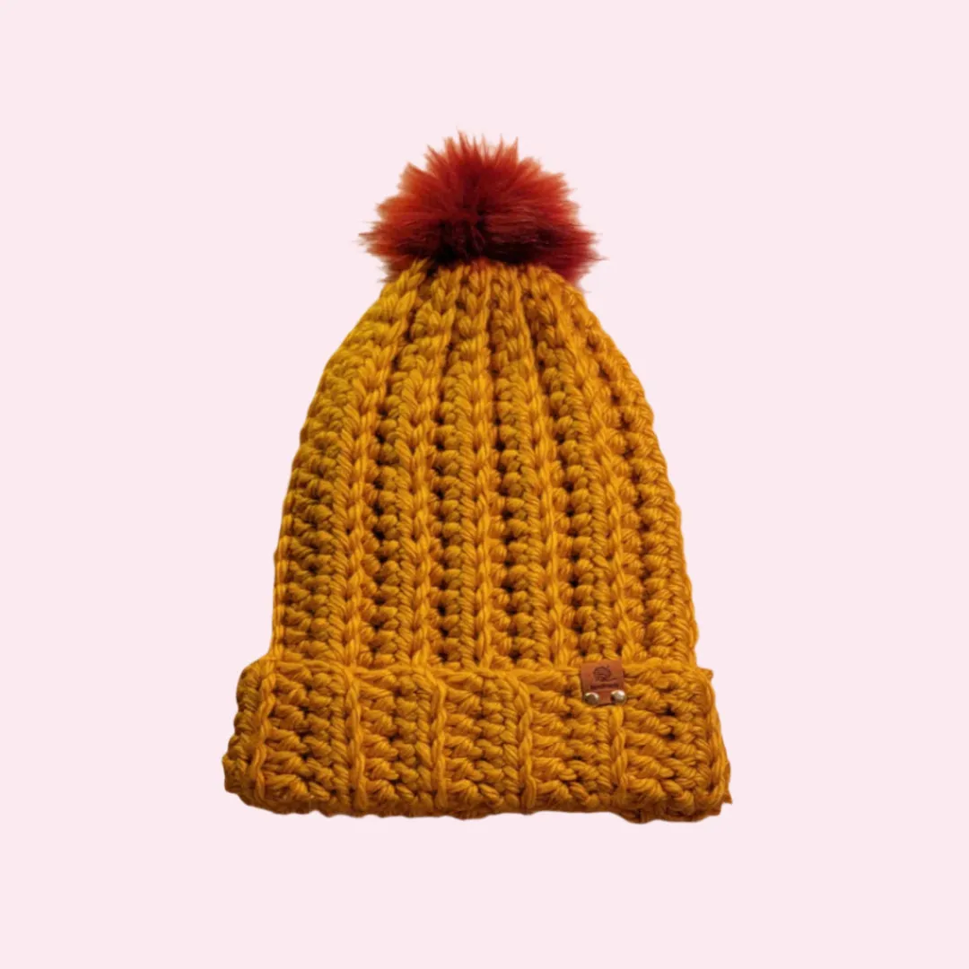 Beanie Slouchy Handmade Crochet Chunky Style Yellow