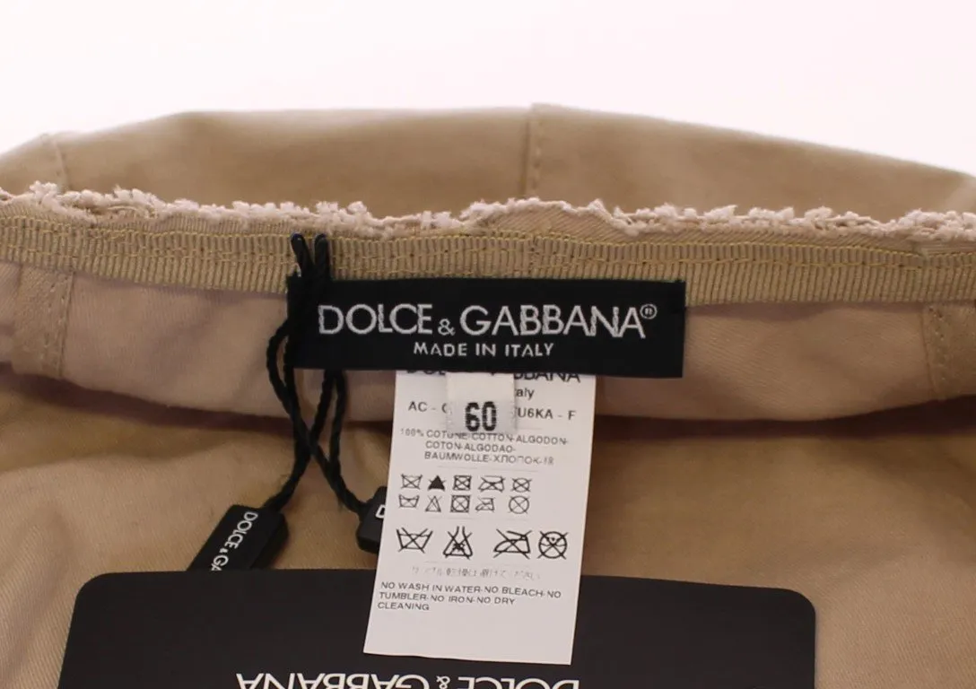 Beige Cotton Logo Newsboy Cap Hat
