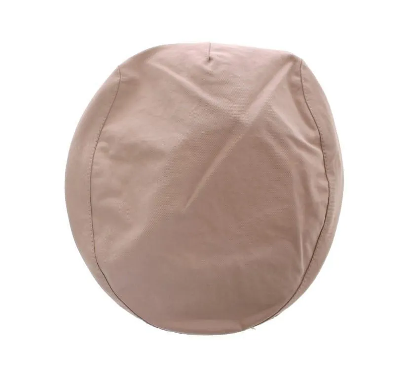 Beige Cotton Logo Newsboy Cap Hat