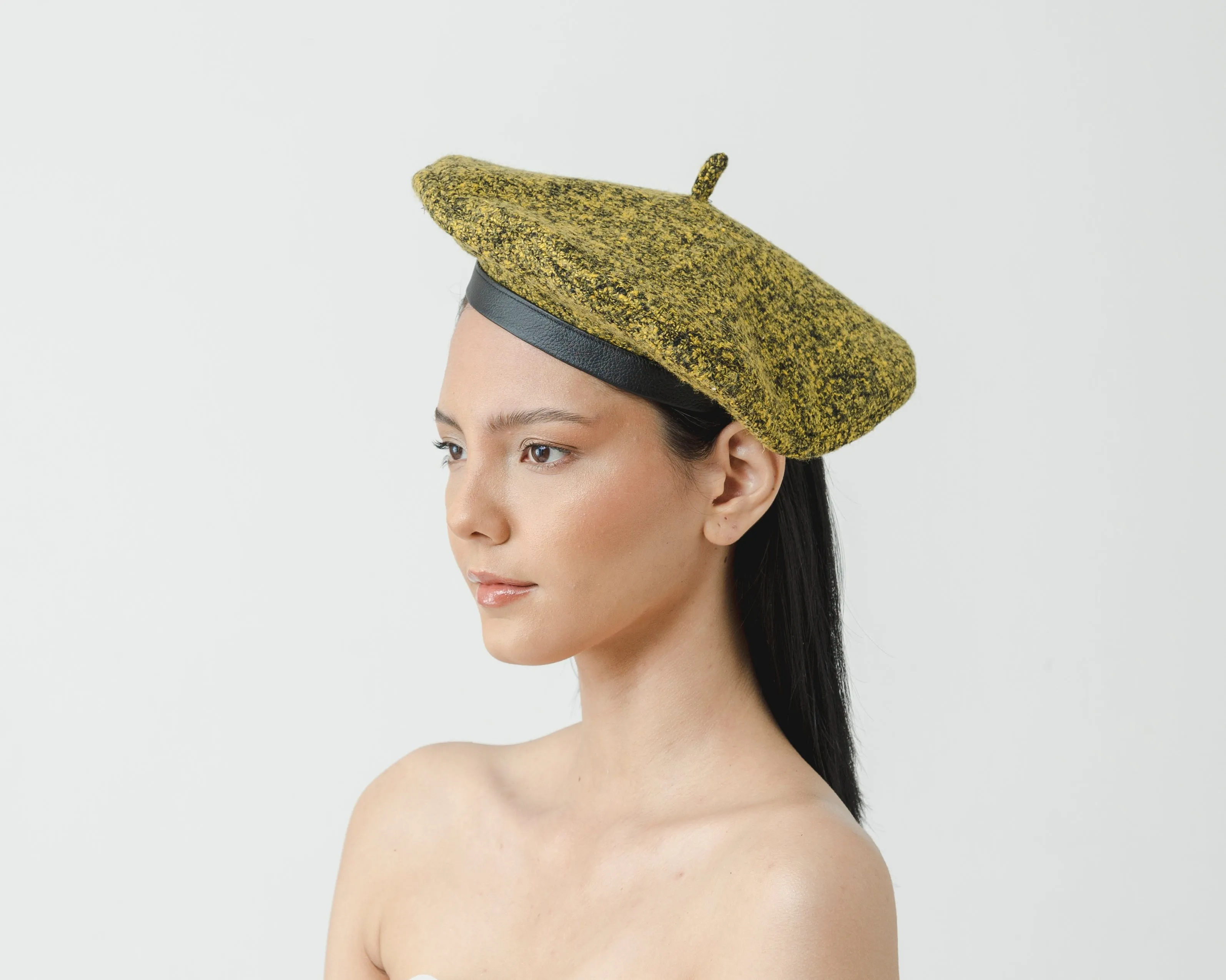 Beret hat tweed fabric