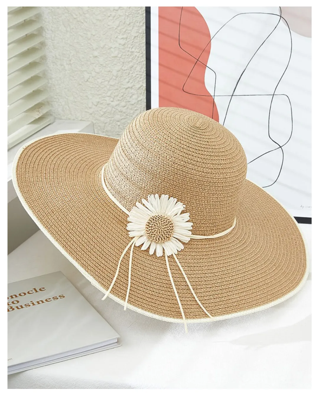 Big Sunflower Trim Floppy Hat