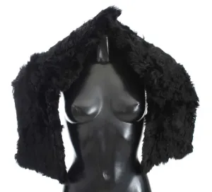 Black Alpaca Fur Shoulder Wrap Scarf