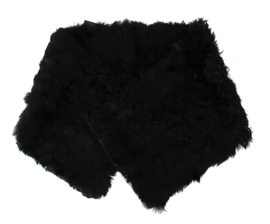 Black Alpaca Fur Shoulder Wrap Scarf
