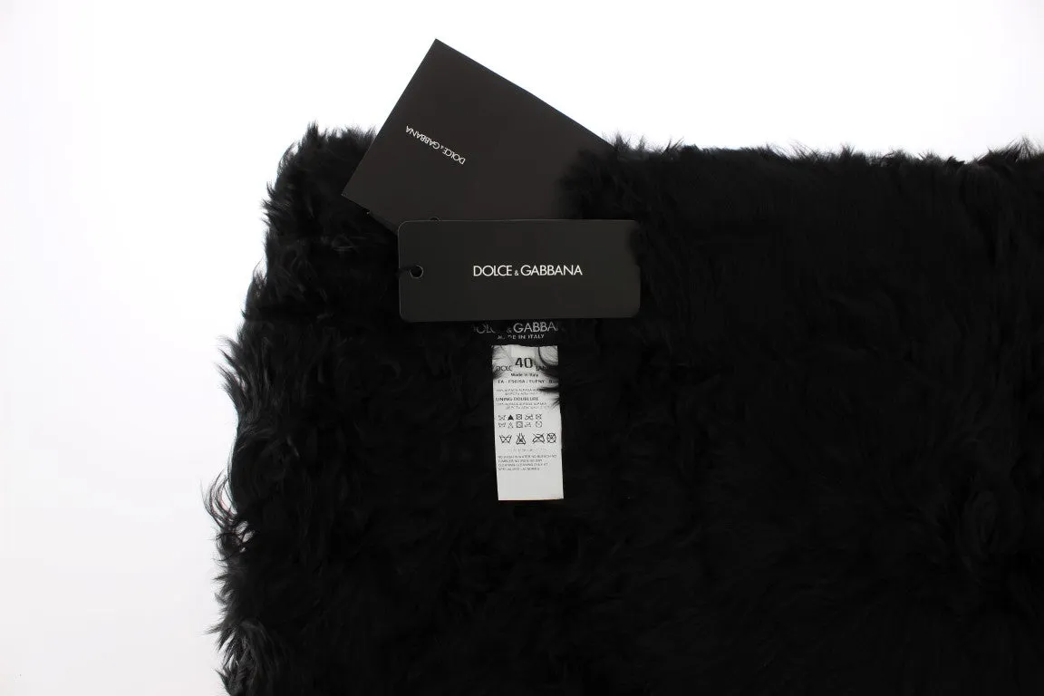 Black Alpaca Fur Shoulder Wrap Scarf