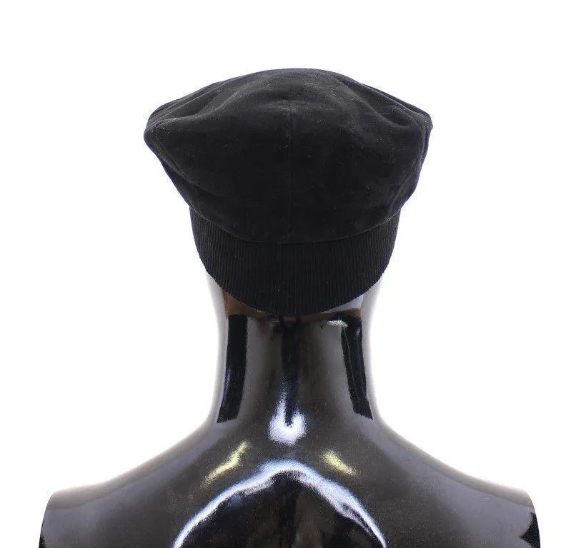 Black Cotton Logo Hat Cabbie