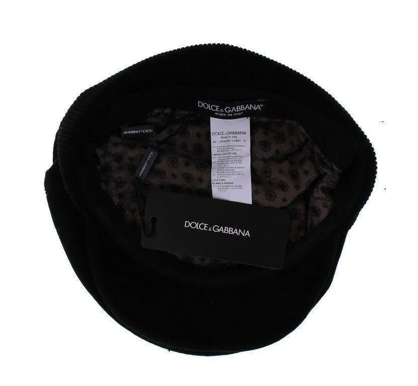 Black Cotton Logo Hat Cabbie