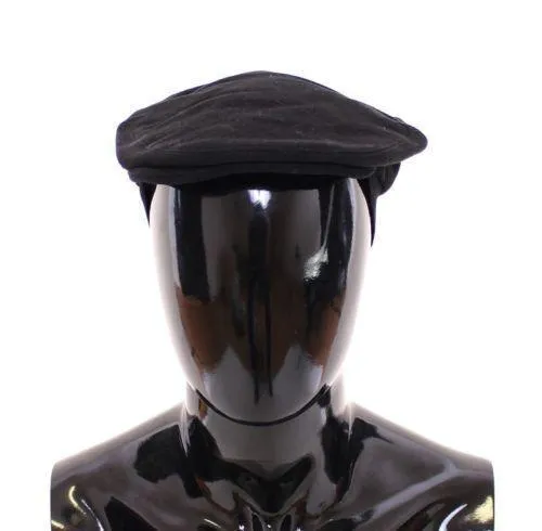 Black Cotton Logo Hat Cabbie