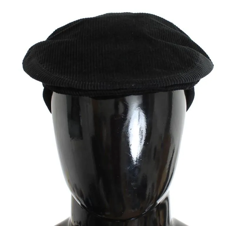 Black Cotton Newsboy Cap