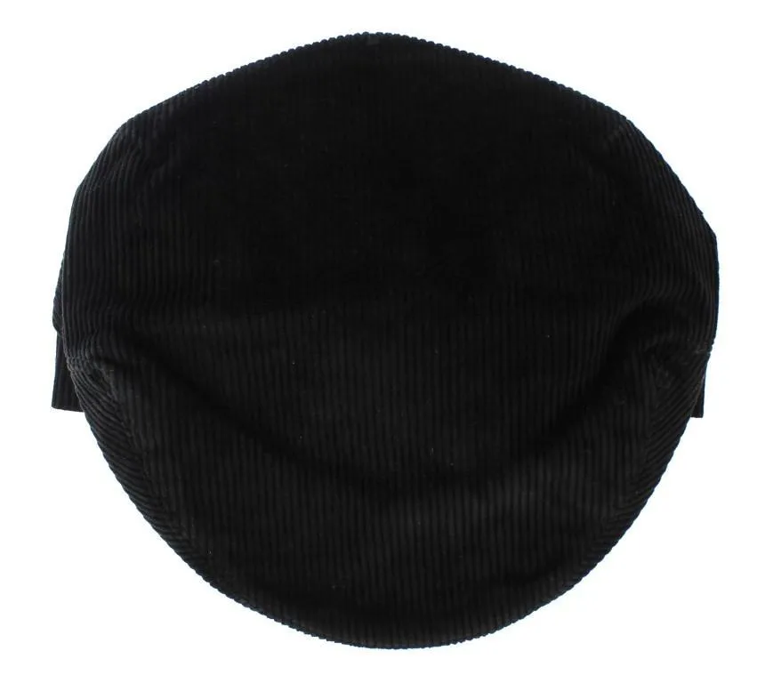 Black Cotton Newsboy Cap