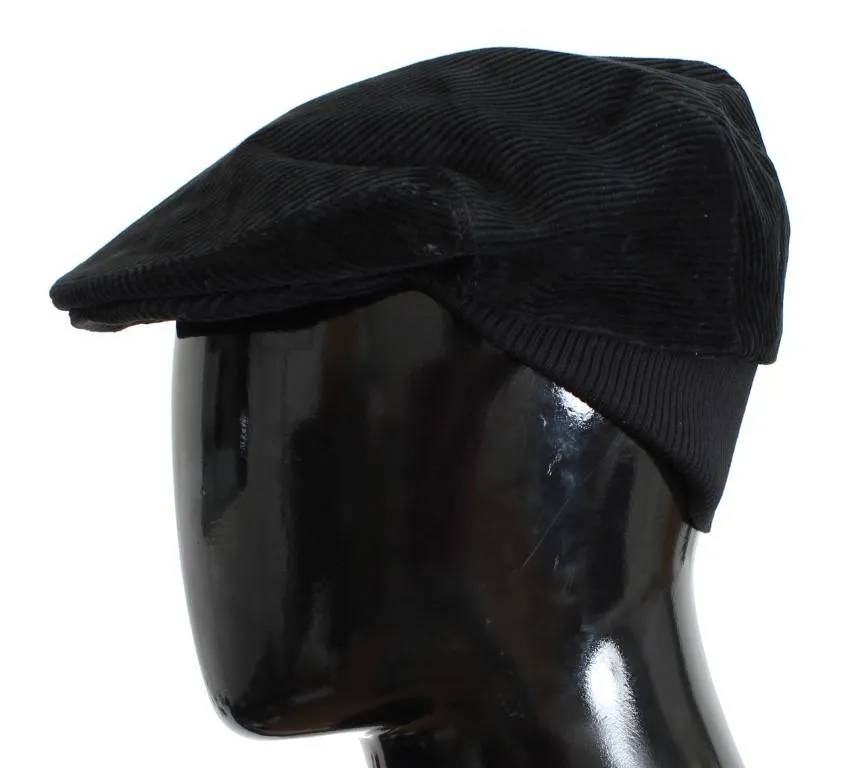 Black Cotton Newsboy Cap