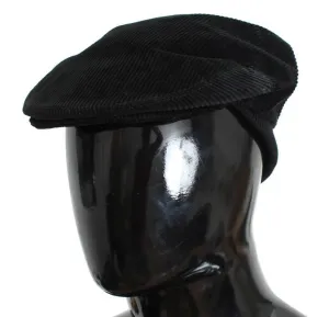 Black Cotton Newsboy Cap