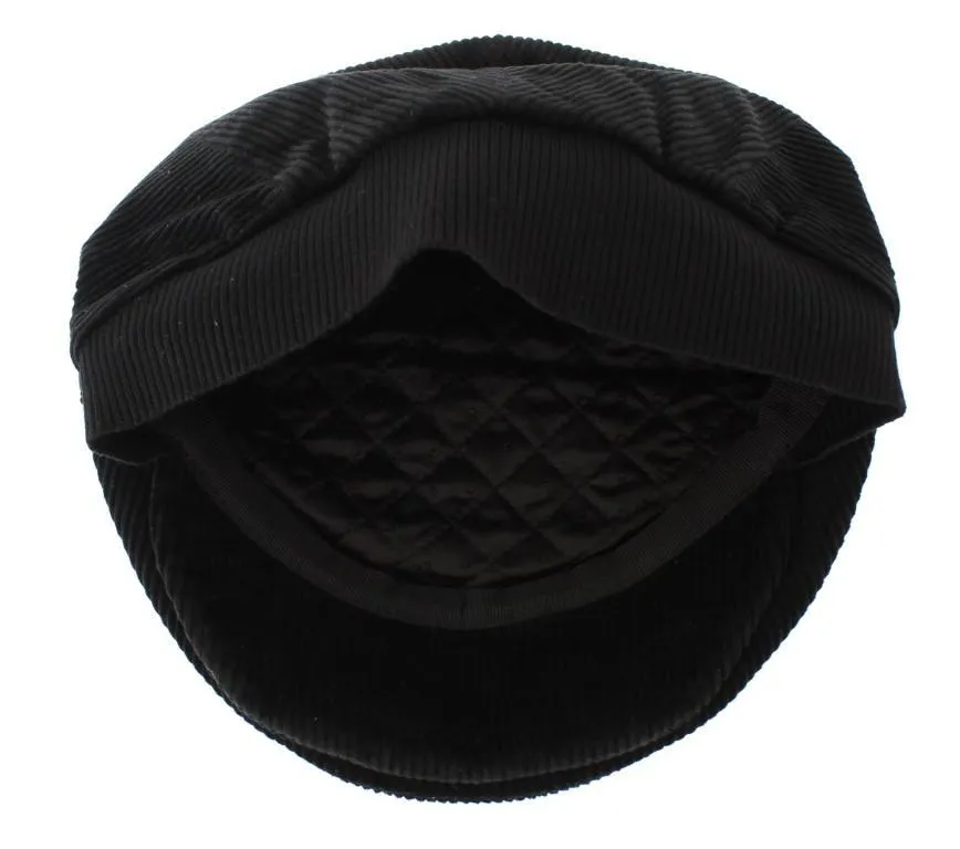 Black Cotton Newsboy Cap