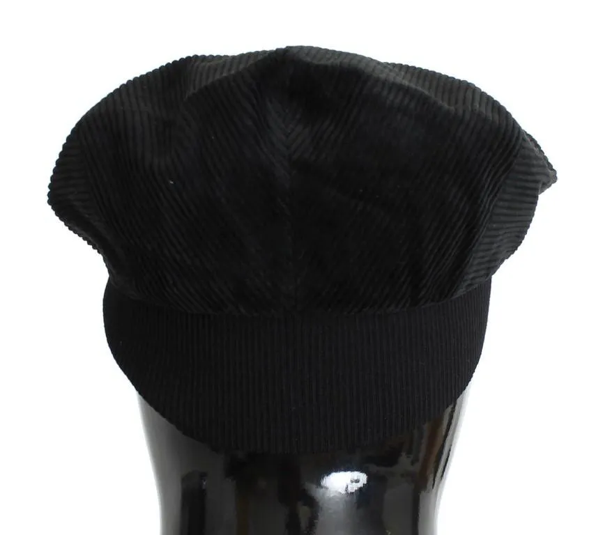 Black Cotton Newsboy Cap