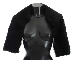 Black Lambskin Fur Silk Scarf