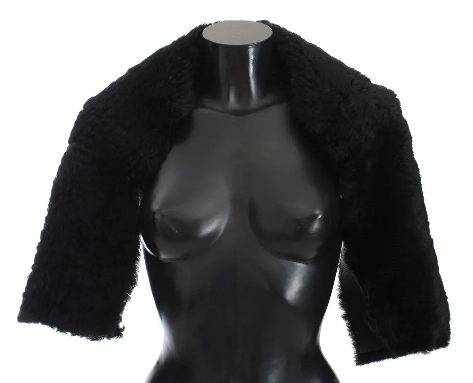 Black Lambskin Fur Silk Scarf