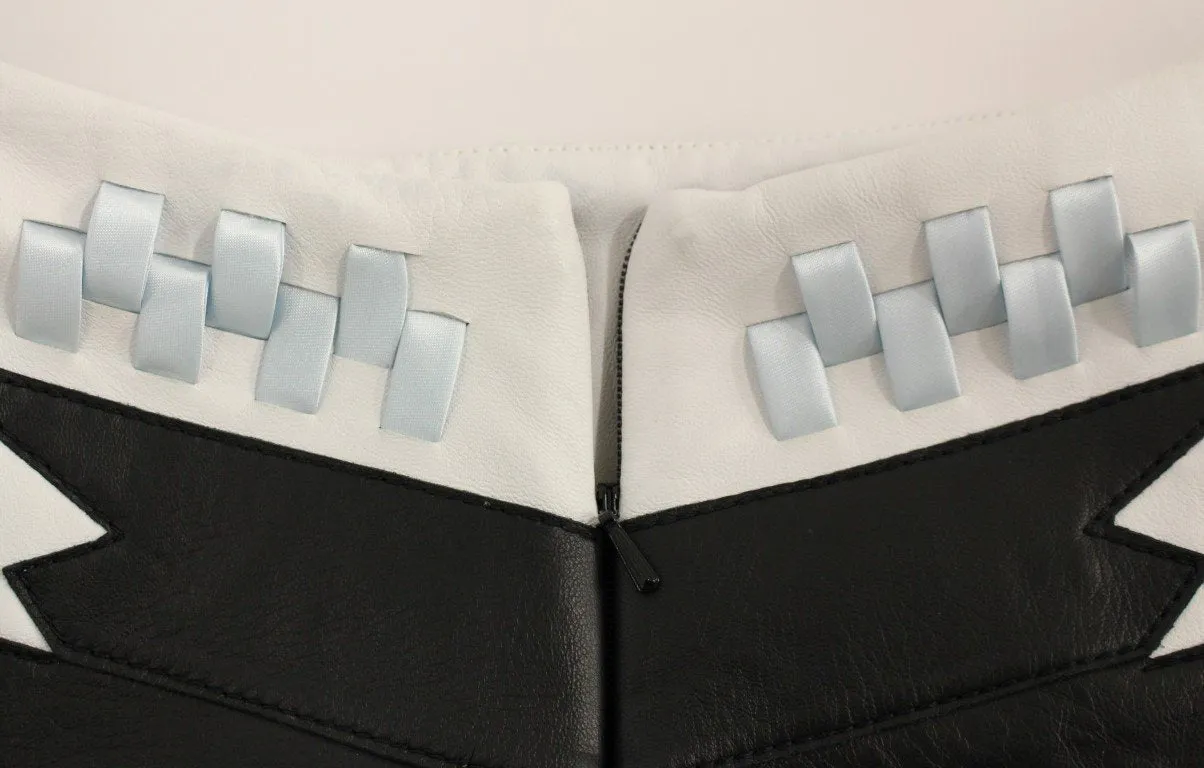 Blue Black Soft Nappa Leather Shorts
