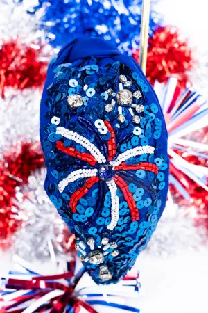 Blue Fireworks Seed Bead Knotted Headband