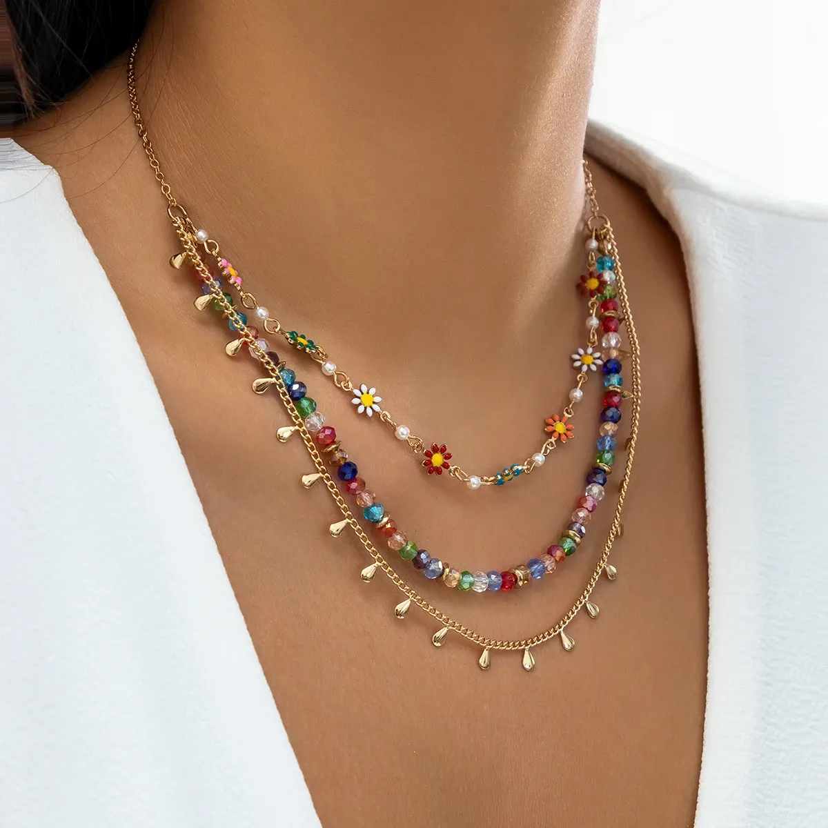 Boho Flower Chain Clavicle Necklace