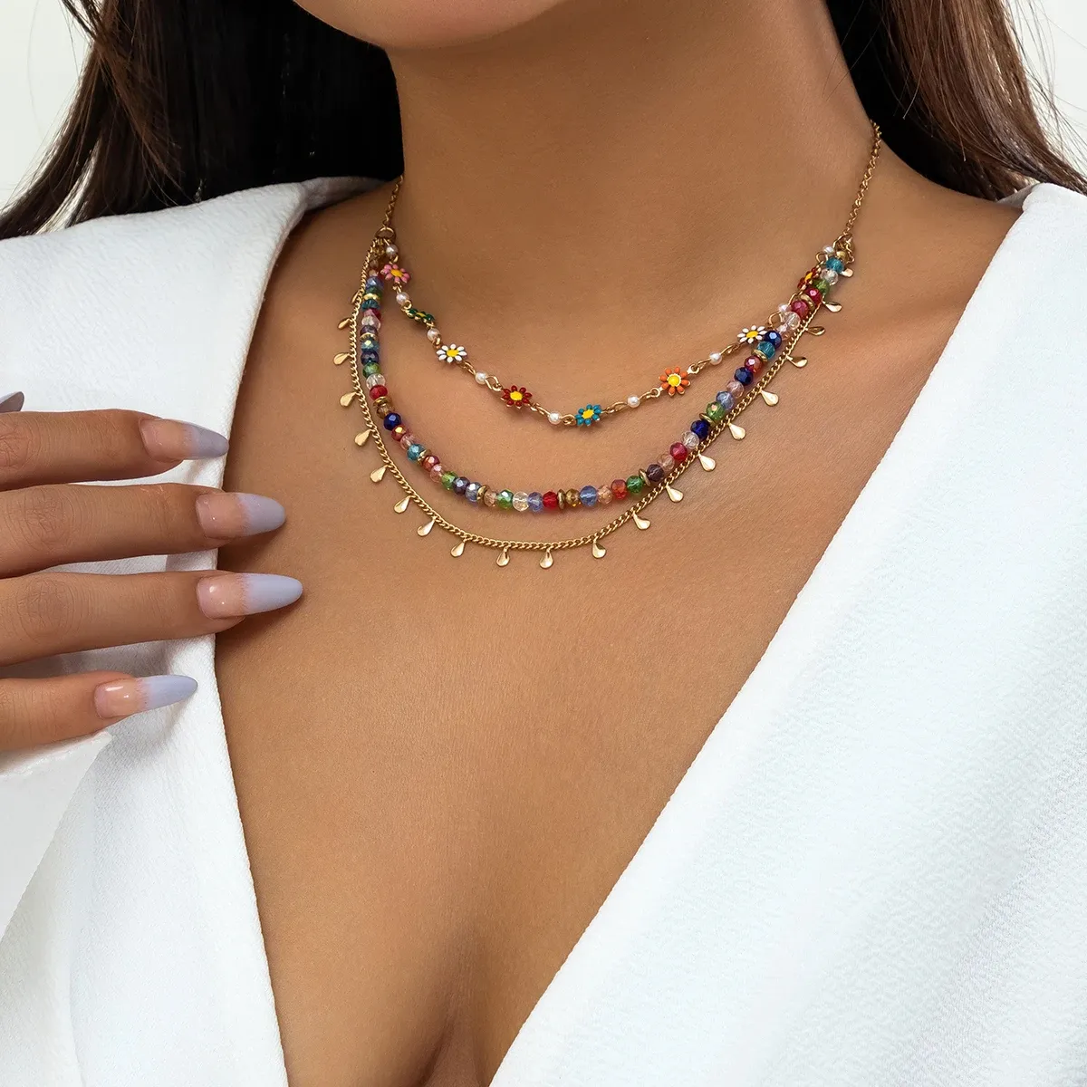 Boho Flower Chain Clavicle Necklace