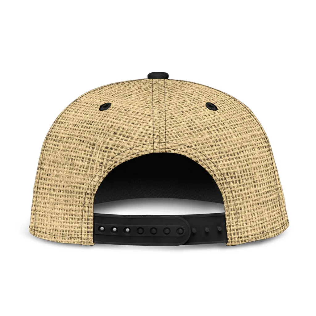 Boho Sunflower Dreamcatcher on Faux Burlap Style Snapback Hat