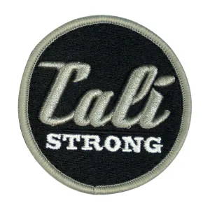 CALI Strong Black Silver White Round 3D Hook-and-Loop Morale Patch