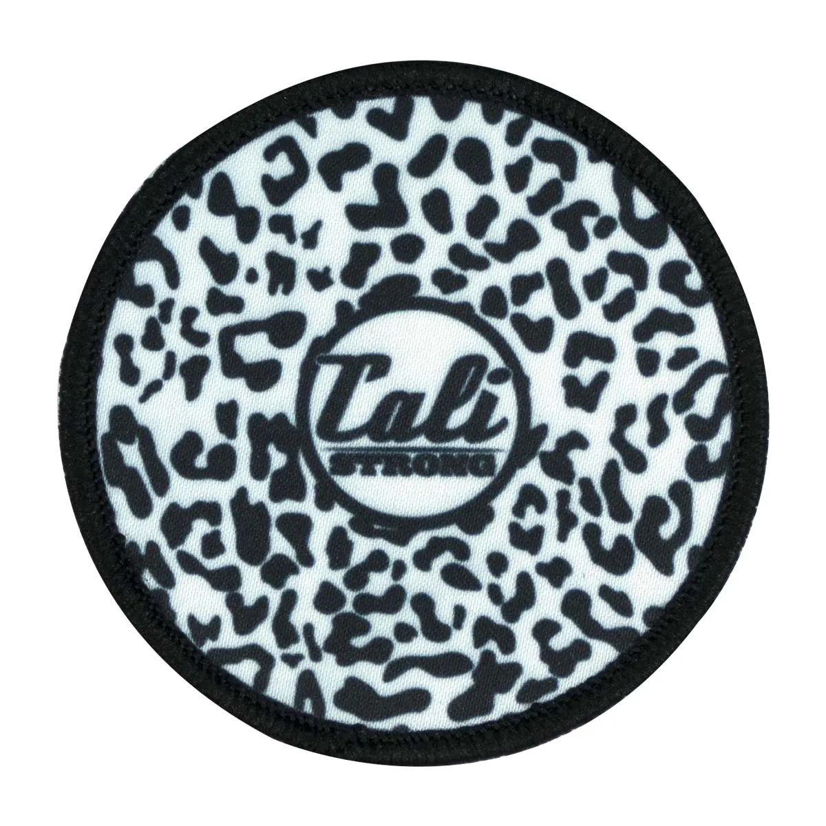 CALI Strong White Black Cheeta Round Hook-and-Loop Morale Patch