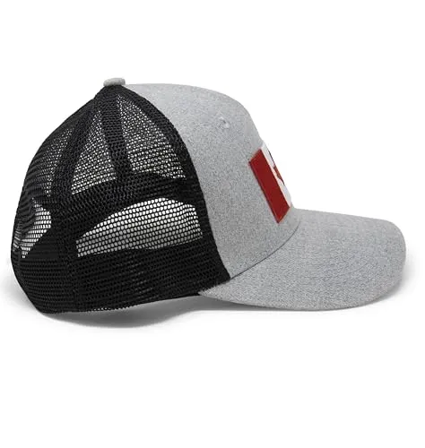 Canada Flag Trucker Baseball Snapback Hat (Grey Black) - International Tie