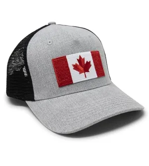 Canada Flag Trucker Baseball Snapback Hat (Grey Black) - International Tie