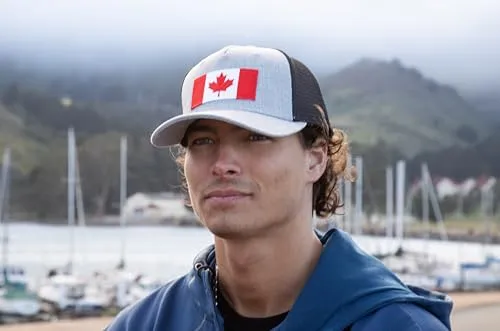 Canada Flag Trucker Baseball Snapback Hat (Grey Black) - International Tie