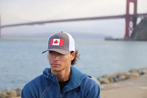 Canada Flag Trucker Baseball Snapback Hat (Grey White) - International Tie