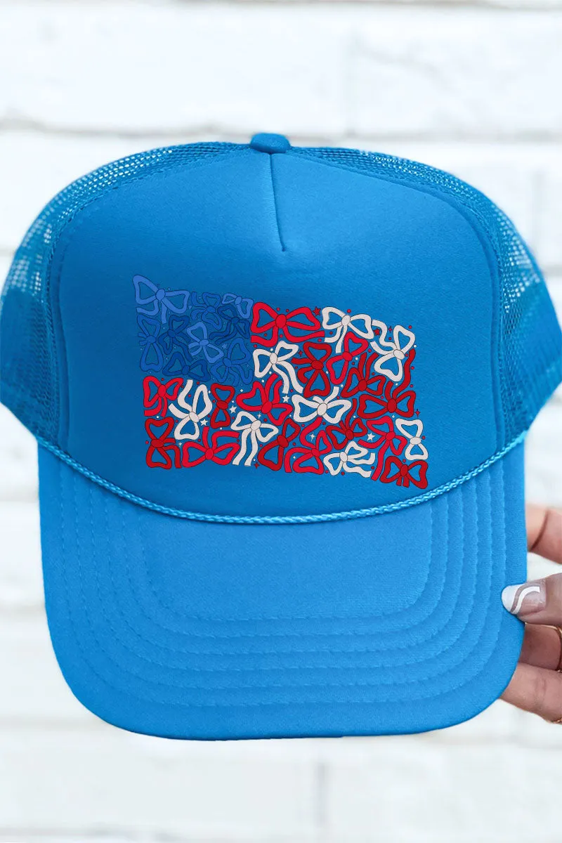 Coquette Collage American Flag Otto Columbia Blue Foam Front Trucker Hat