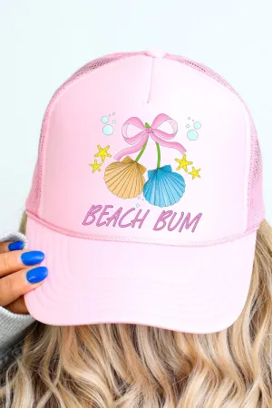 Coquette Shell Beach Bum Otto Soft Pink Foam Front Trucker Hat