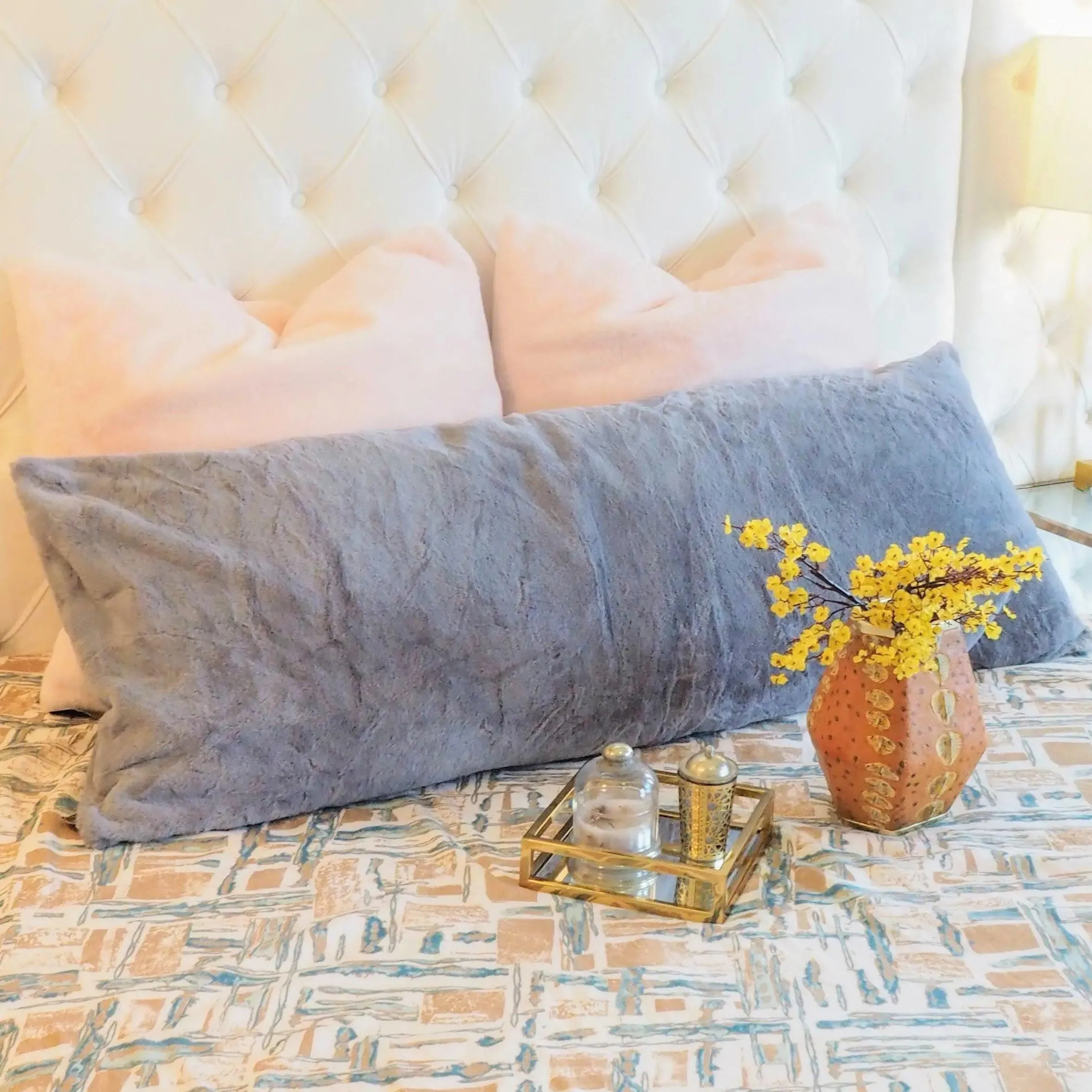 Faux Fur Body Pillow Covers Set of 2
