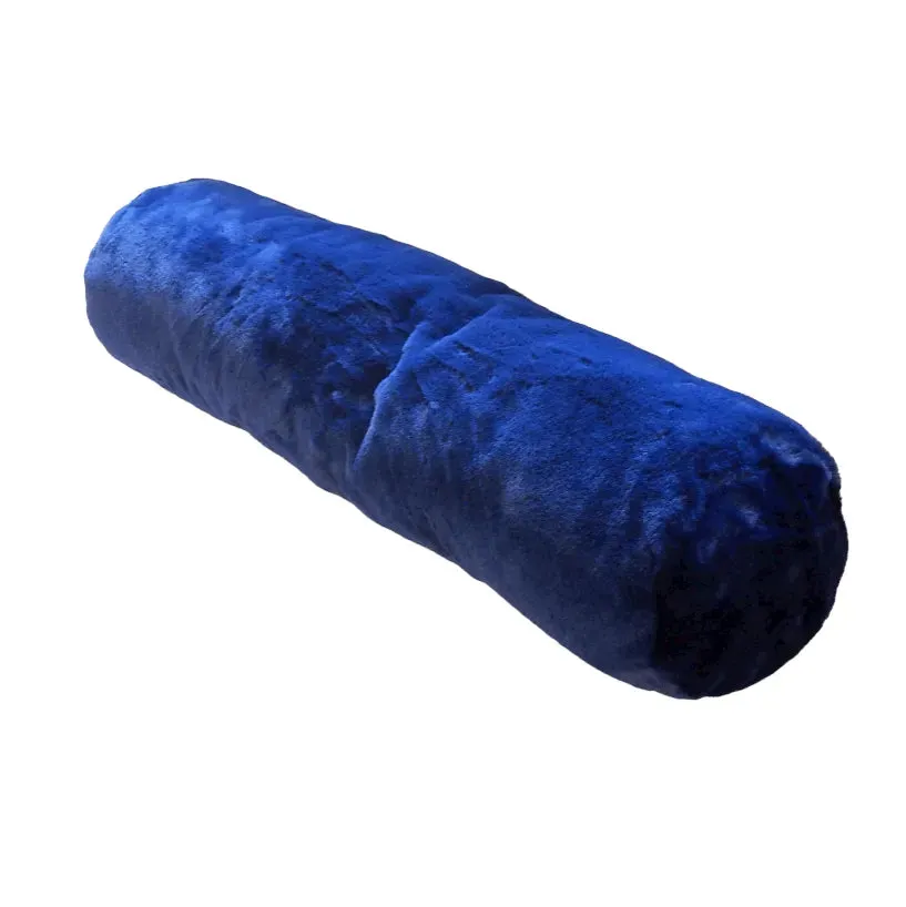 Faux Fur Bolster Pillow with Adjustable Insert - Blue
